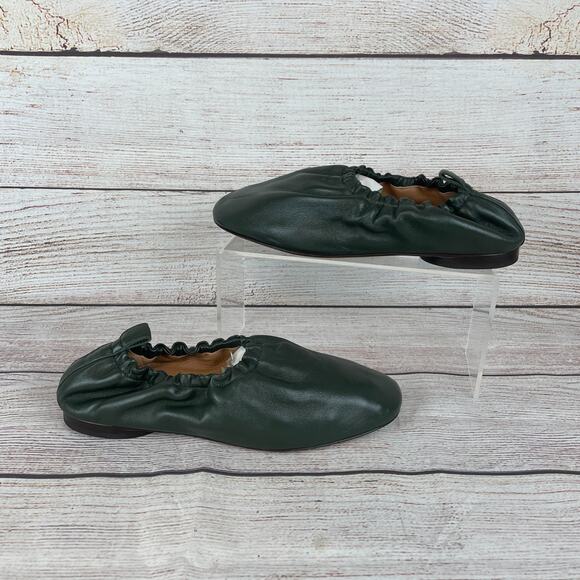 Mansur Gavriel Glove Ruched Womens Sz EU 39.5 US 9.5 Ballerina Flats Hunter Dark - Picture 1 of 9